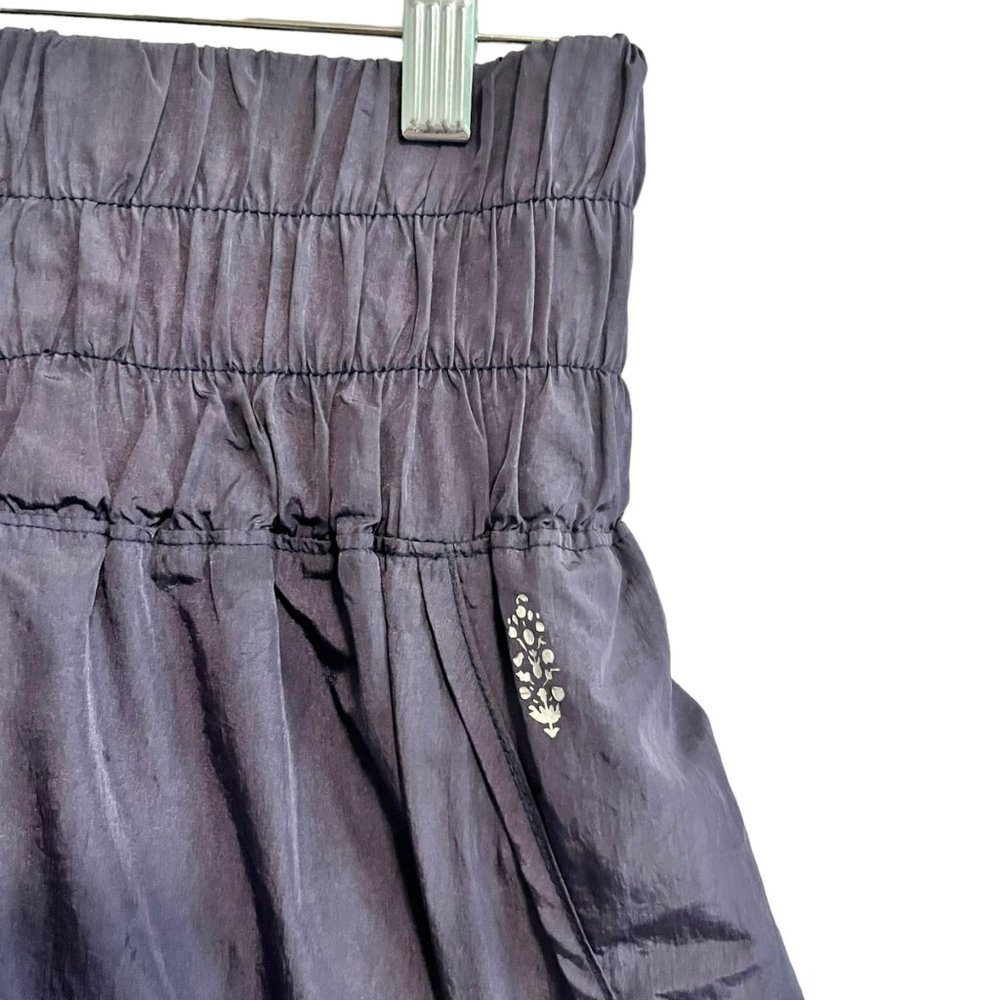 FREE PEOPLE THE WAY HOME SHORTS BLUE MEDIUM HIGH WAISTED NYLON SMOCKED WAISTBAND - Picture 3 of 8